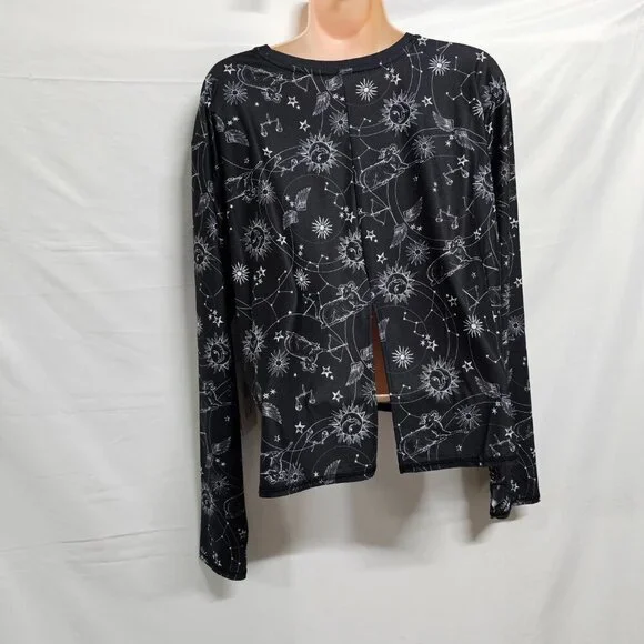 Johnny Was Active Bijou Long Sleeve Flyaway Back Top Tee Women Size L Black - Picture 9 of 16